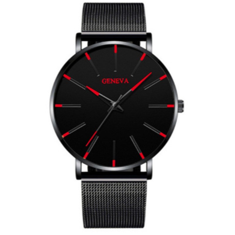 geneva men's simplicity business watch male geneva foreign trade popular style fashion mesh strap quartz watch 1 piece wholesale details Picture