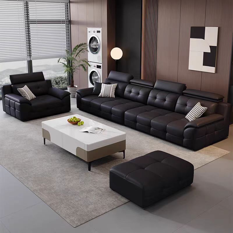lawrence leather sofa italian minimalist home furniture large and small apartment type light luxury modern minimalist straight row living room Item Picture
