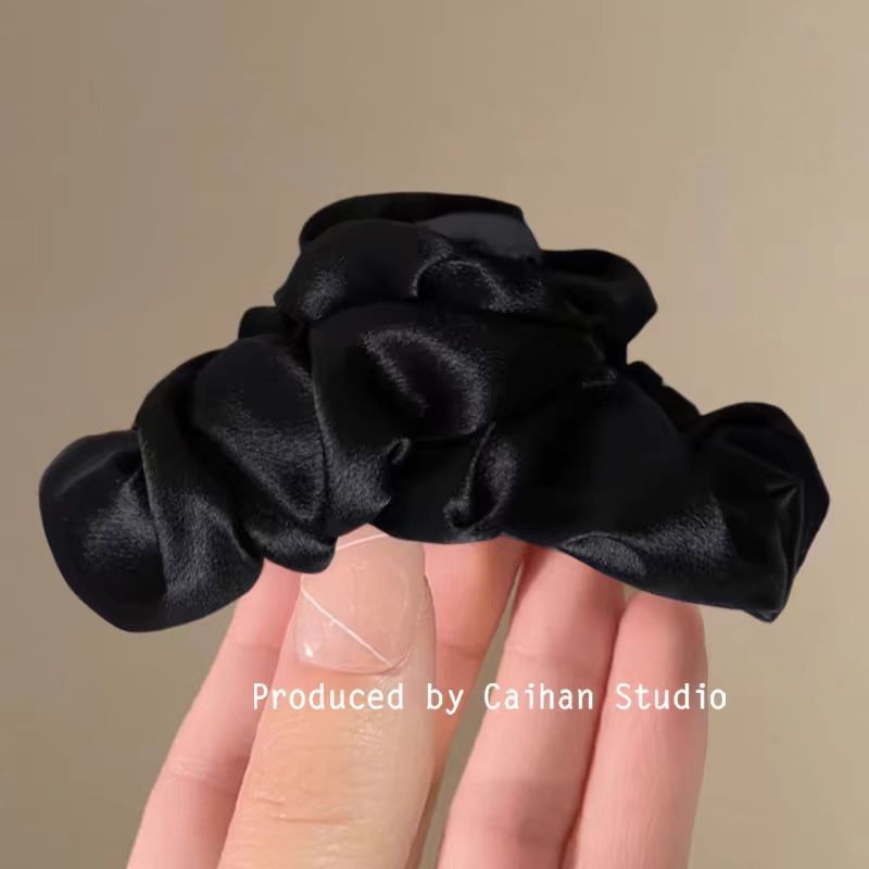 cloud pleated flash grip french fabric shark clip high sense barrettes female 2025 new back head clip details Picture