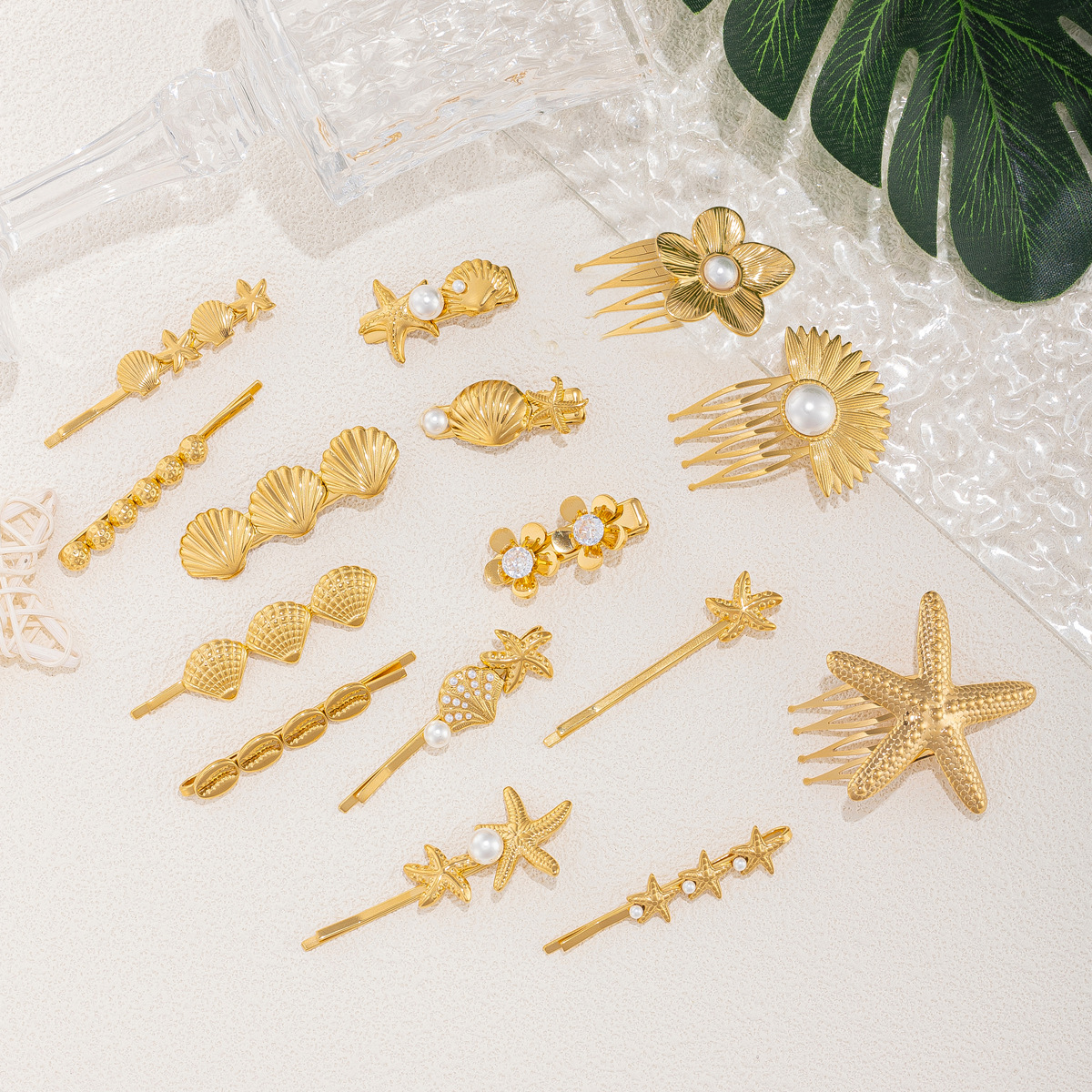 europe and america cross border ornament personality star flower diy hair accessories bride and bridesmaid barrettes star shell word clip for women Application Scenario