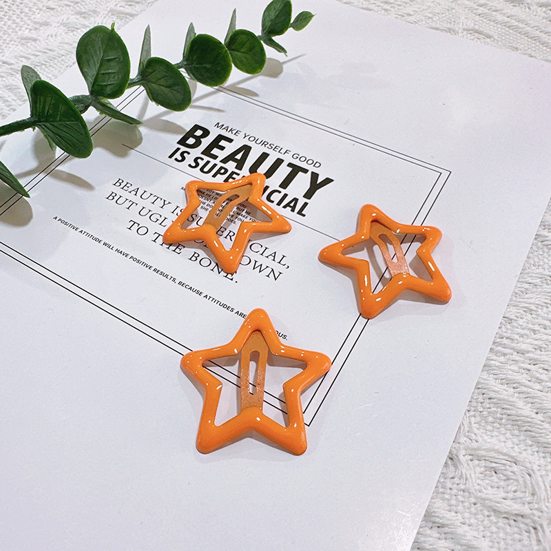 y2g dopamine color children's dripping oil pentagram cropped hair clip sweet girl hairpin bangs bb clip hair accessories headdress Application Scenario