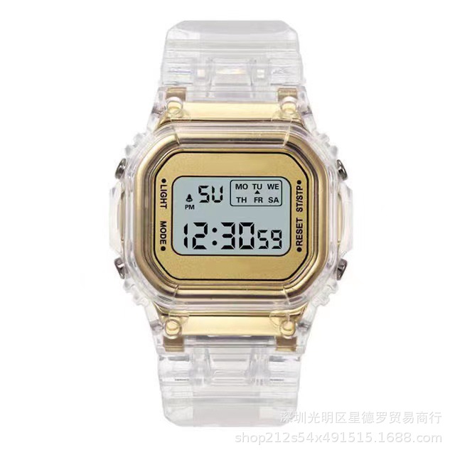 factory wholesale internet hot sports transparent small square ins electronic watch female student waterproof led watch Specification drawing