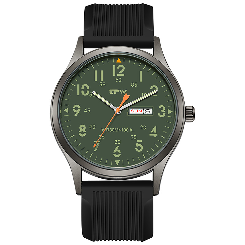 best-selling leisure woven nylon strap men's watch outdoor sports full luminous double calendar army style watch wrist watch wholesale details Picture