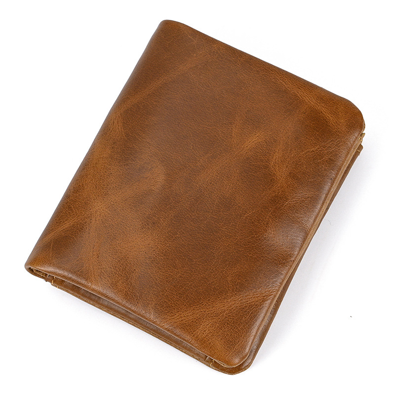 amazon men's wallet rfid genuine leather vertical wallet casual fashion multi-card-slot vintage cowhide coin purse Specification drawing