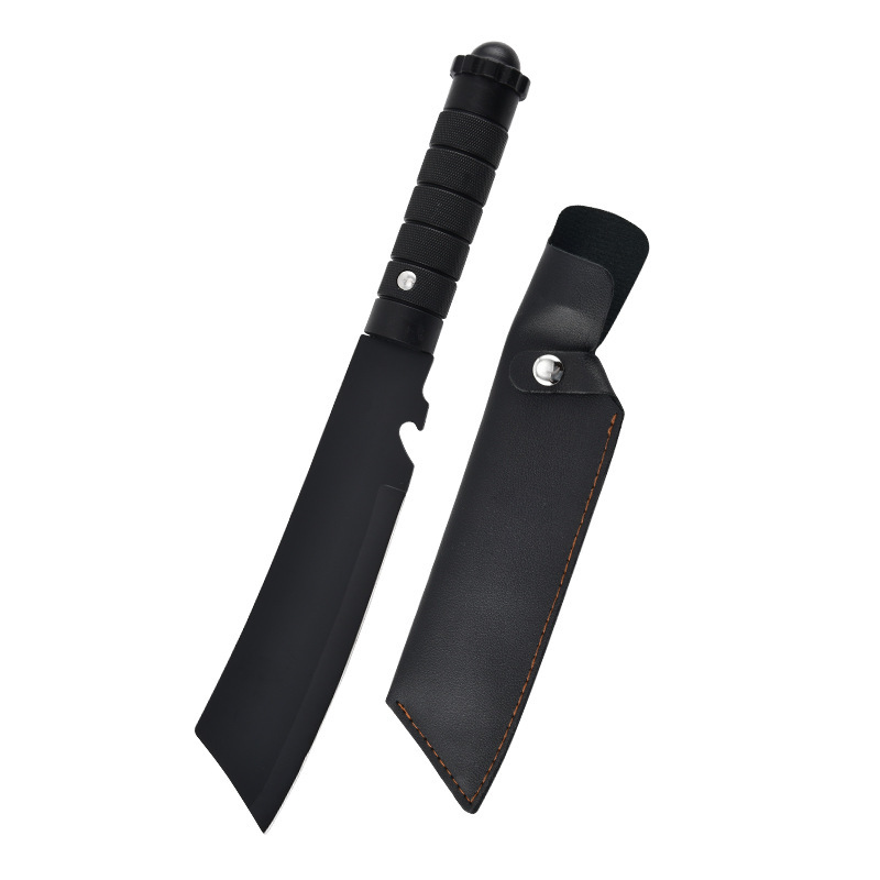 stainless steel black blade outdoor knife outdoor camping multifunctional knife outdoor knife camping self-defense straight knife full figure