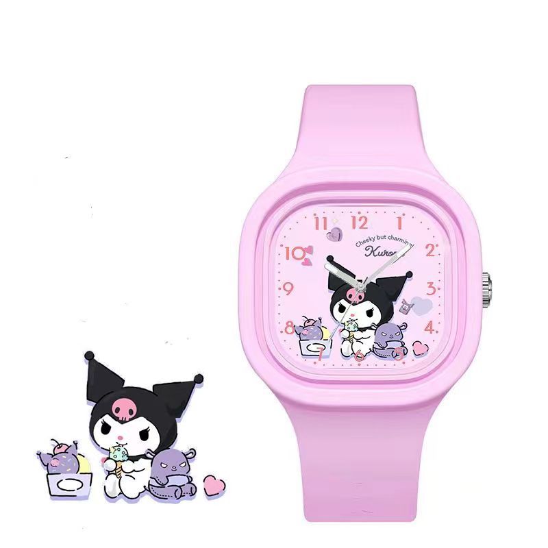 new children's watch clow m melody lovely clock simple trendy square candy girl boys cartoon watch details Picture