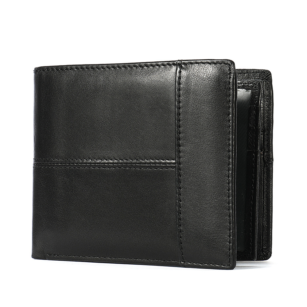 new cross-border genuine leather men's short multiple card slots wallet wallet first layer cowhide anti-magnetic rfid bifold coin purse full figure
