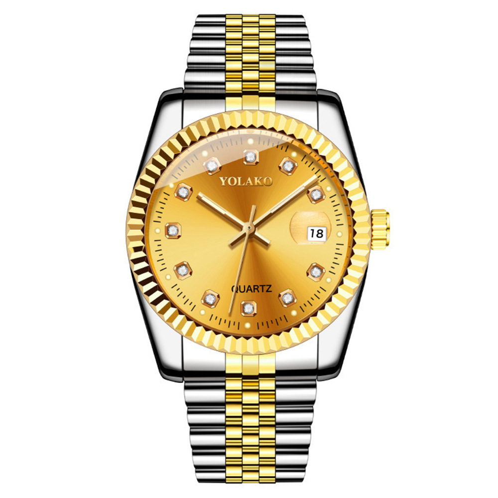 diamond surface steel belt calendar watch women's simple casual student fashion quartz golden suit men's watch couple Application Scenario