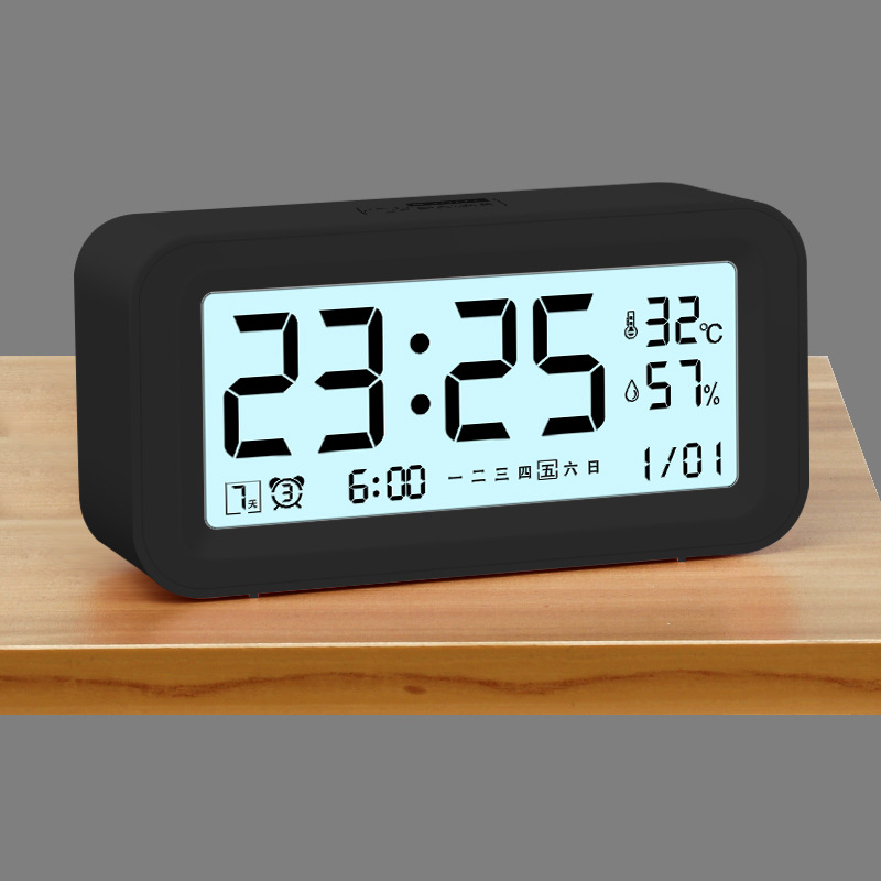 student only electronic clock smart clock mute battery bedroom alarm large volume with temperature and humidity alarm clock Application Scenario