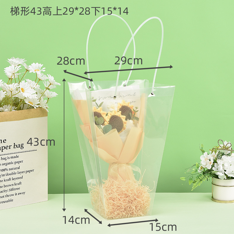 transparent gift handbag square cake dessert packing bag potted succulent flowers plastic packaging hand bag pieces Application Scenario