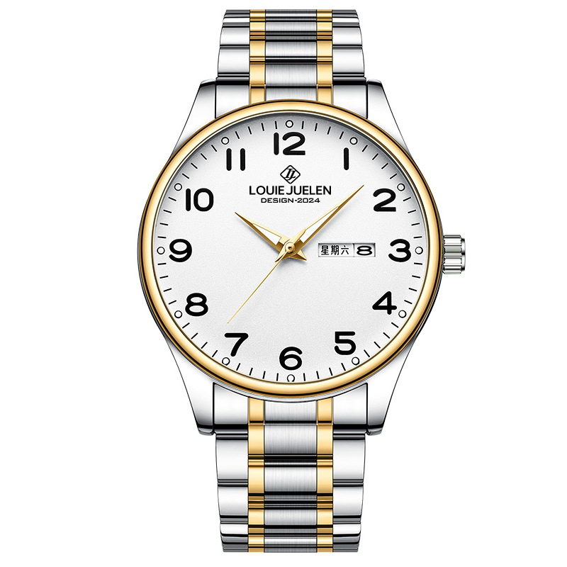 cross-border foreign trade new large dial luminous steel strap old couple watch waterproof quartz watch men's watch wholesale Item Picture