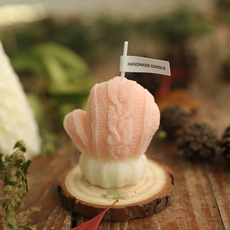 cute christmas knitting wool gloves aromatherapy candle christmas eve christmas festival gift decoration simulation photo gift Specification drawing