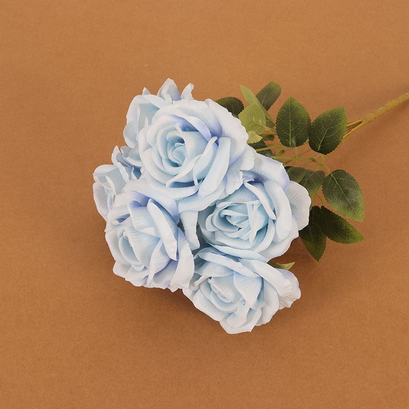 7-head crescent rose handle bundle wedding simulation flower wedding hotel rose wall decorative fake flower factory wholesale full figure