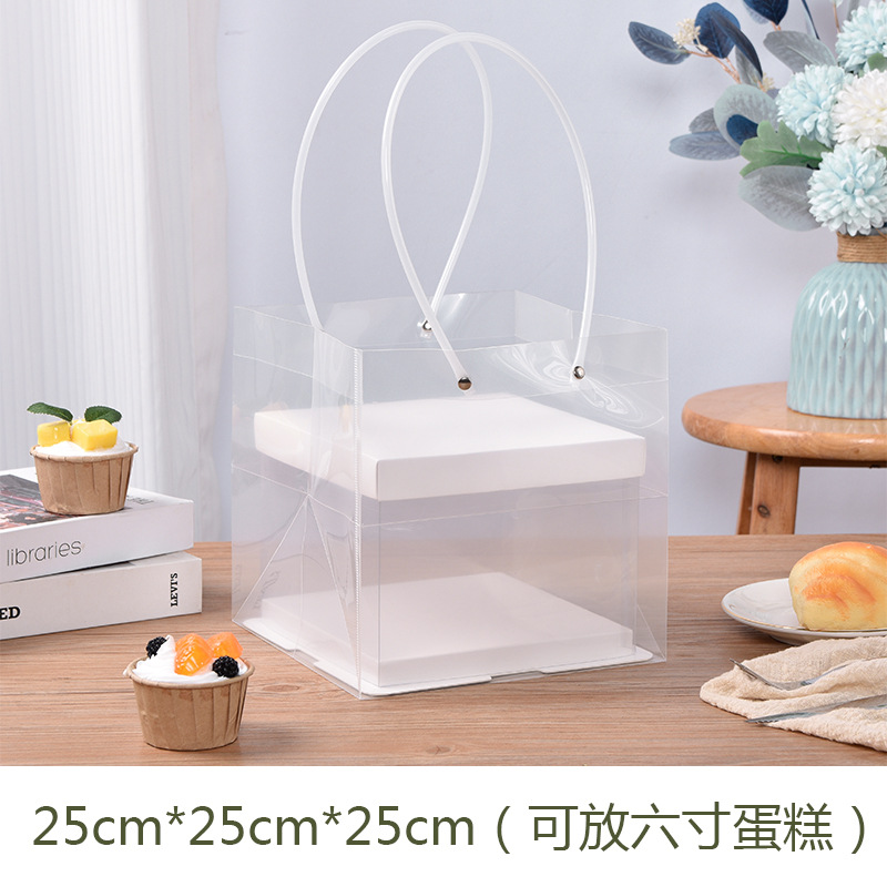 transparent gift handbag square cake dessert packing bag potted succulent flowers plastic packaging hand bag pieces details Picture