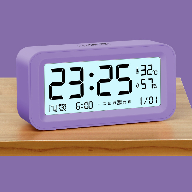 student only electronic clock smart clock mute battery bedroom alarm large volume with temperature and humidity alarm clock Specification drawing