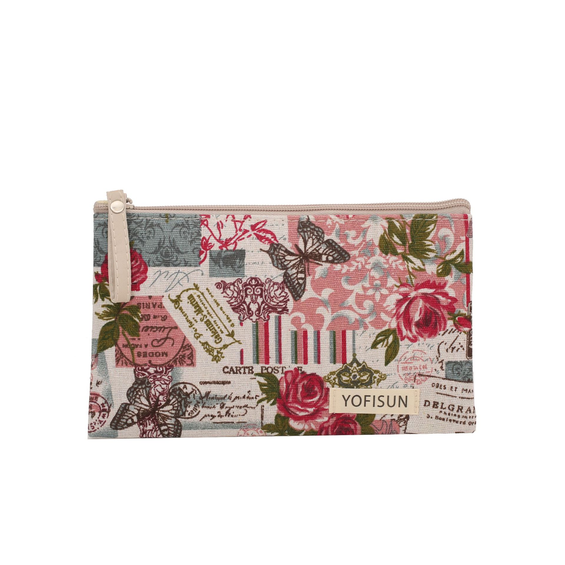 cross-border canvas makeup bag large capacity hand holding washing storage bag printing zipper change student pencil case in stock Application Scenario