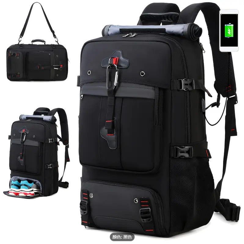 cross-border men's mountaineering hiking backpack large capacity outdoor waterproof and hard-wearing breathable multi-layer storage computer backpack full figure