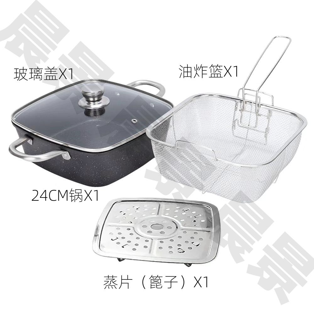 4pcs frying pan cross-border korean household set pot soup pot medical stone non-stick pan frying pan details Picture