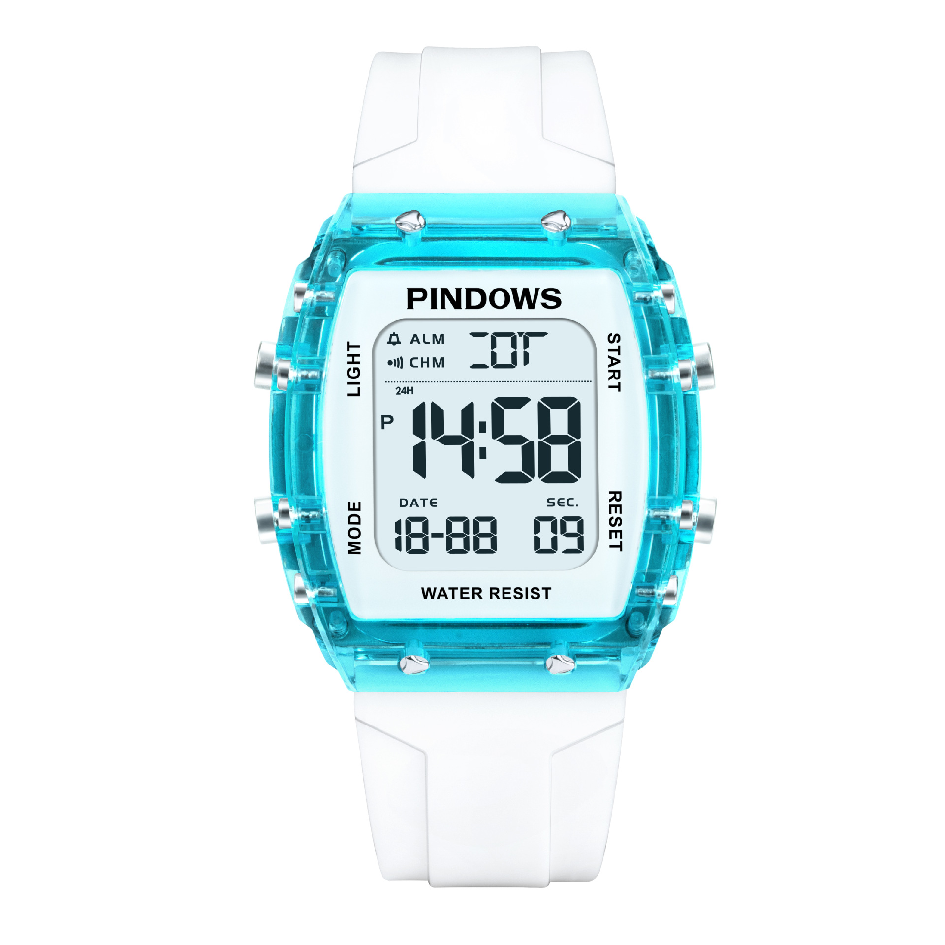 fashion led alarm clock calendar week skin-friendly strap 50 m waterproof student electronic watch foreign trade Item Picture