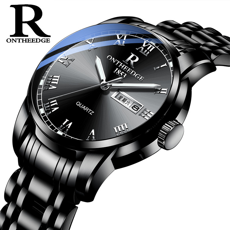 ruizhiyuan fashion swiss watch waterproof luminous watch men's alloy quartz watch good-looking men's business watch full figure