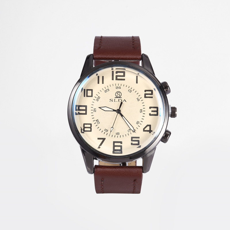 top-selling product fashion business belt simple men's watch men's casual retro digital dial student quartz watch wholesale Item Picture