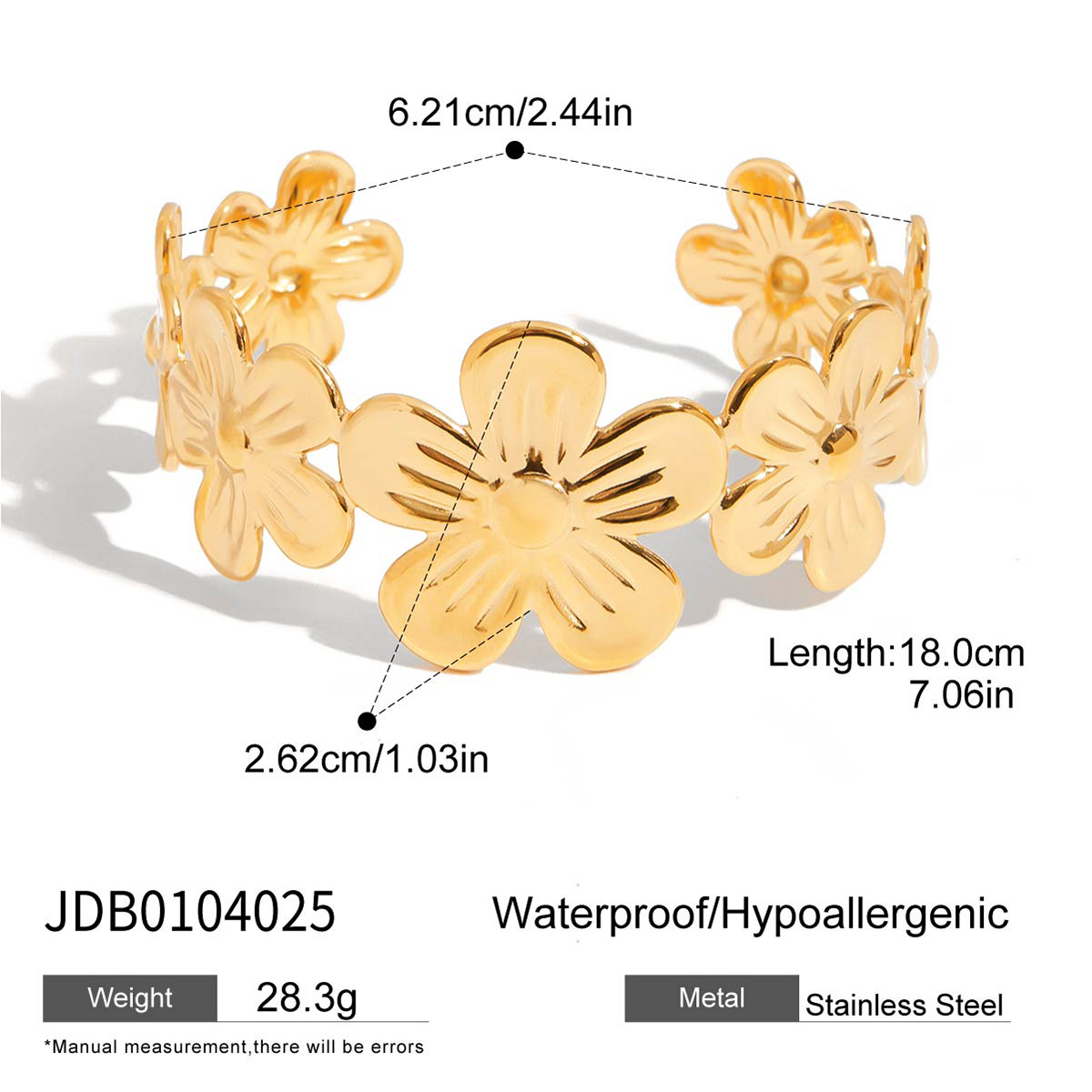 jie ding titanium steel no fading bracelet women's high-grade jewelry 18k gold-plated stainless steel ornament cross-border hot bracelet Specification drawing