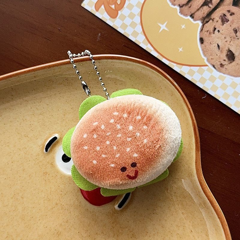cloth cartoon food diy plush doll pendant all-match keychain hamburger ornaments pendant small gifts wholesale Specification drawing