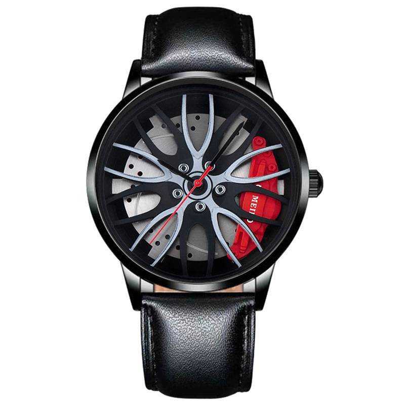 wheel hub style non-mechanical watch quartz steel strap watch men's fashion racing style watch men's watch in stock full figure