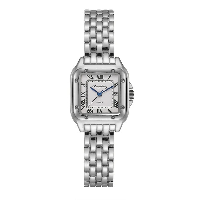 hot-selling new products square simple design couple quartz watch fashion stainless steel women's watch set full figure