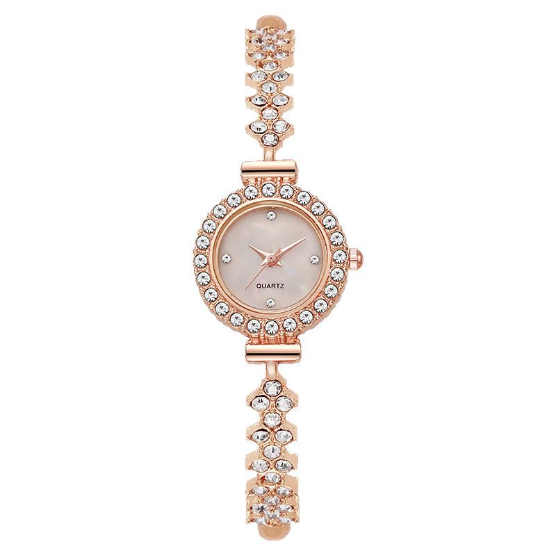 cross-border new arrival minority fashion diamond women's watch round full diamond women's student pull-out bracelet watch manufacturer Item Picture