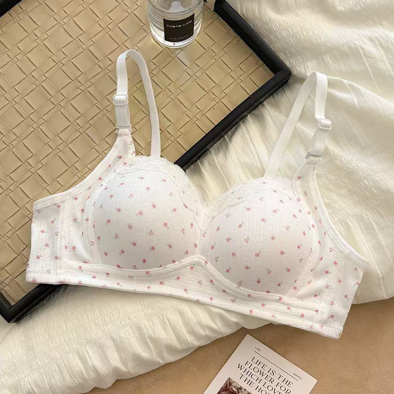 japanese sweet girl thin underwear small chest push up round youth adjustable bra fixed cup without steel ring Specification drawing