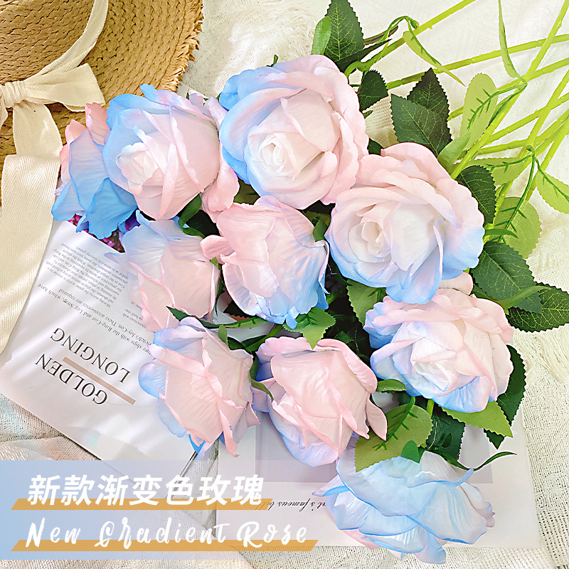 artificial rose bouquet silk flower and plastic flower fake flower single living room decoration dried flower table decoration wedding celebration red floral full figure