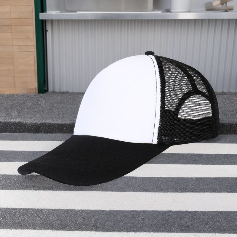 polyester sponge cap printing truck mesh hat embroidered printed logo baseball cap light plate slightly curved visor big brim details Picture
