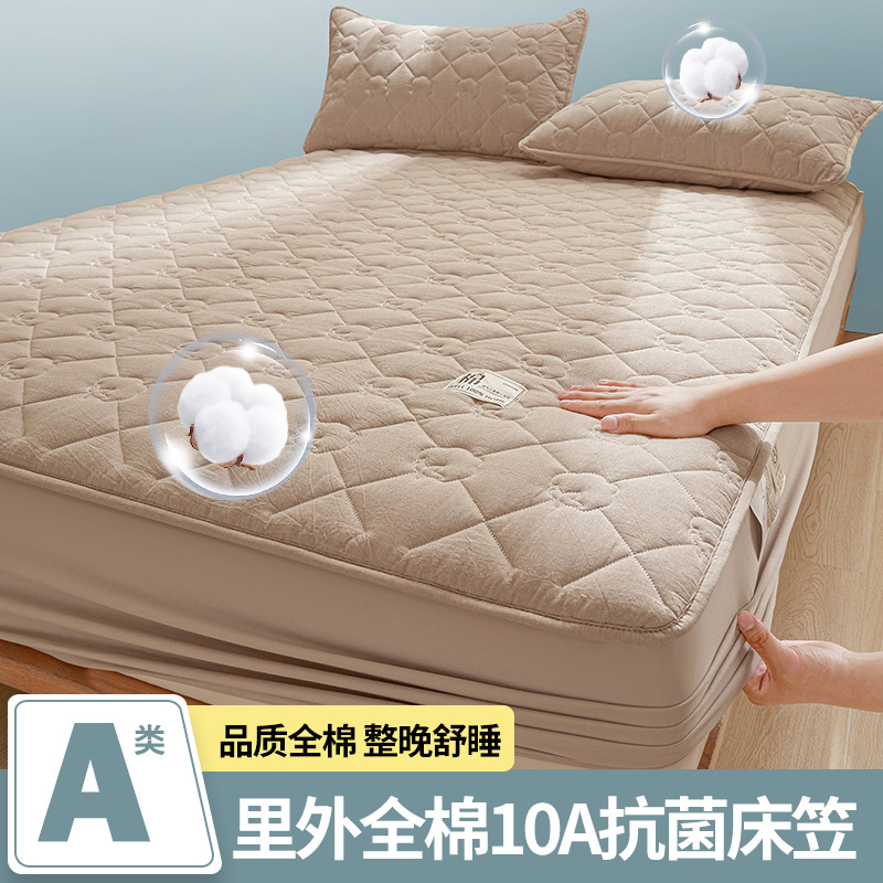 summer inside and outside all cotton quilted fitted sheet one-piece bed sheet mattress cover protective cover mattress cover bed cotton-padded mattress dust cover Specification drawing