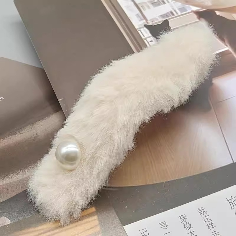 french pearl hair clip plush bead hairpin high-grade elegant back head duckbill clip bang clip hairpin full figure