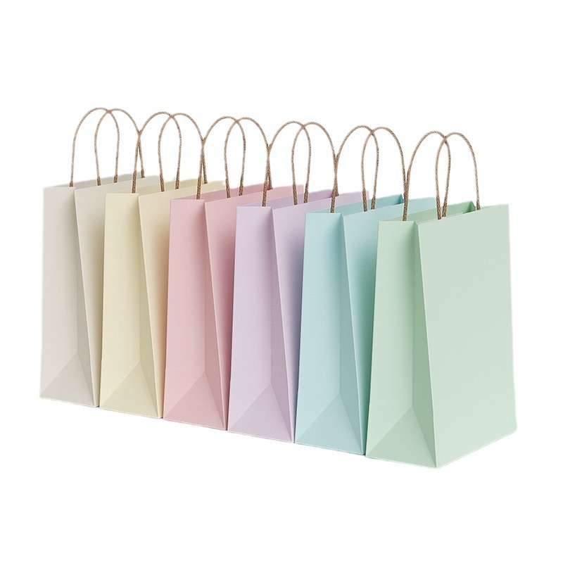 customizable logo kraft paper bag cream style high sense gift packaging bag baking clothing store tote bag a Item Picture