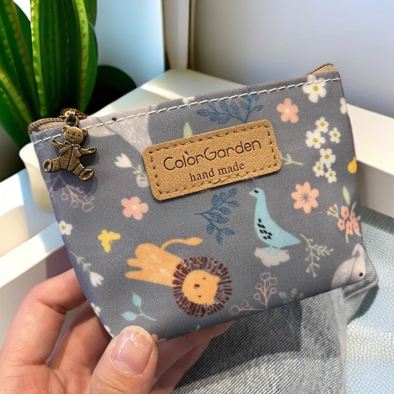 cartoon waterproof oxford cloth mini coin purse card holder female children's coin lipstick headset car key storage small bag Specification drawing