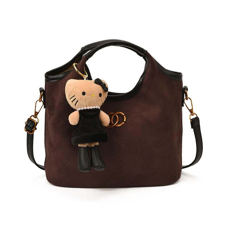 retro high-grade large-capacity handbag women's bag 2025 new frosted embroidery thread rhombic shoulder messenger bag cross-border full figure