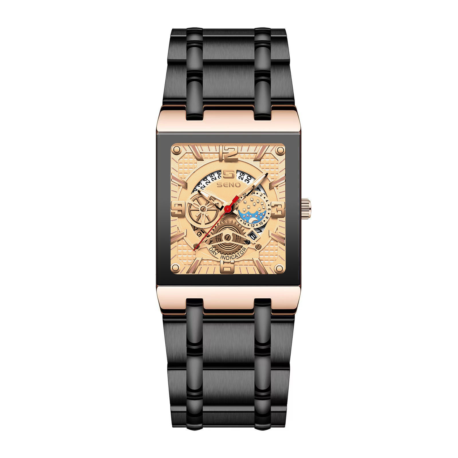 2024 live broadcast small square watch waterproof luminous men's watch alloy watch men's watch manufacturer hollow quartz watch one piece dropshipping details Picture