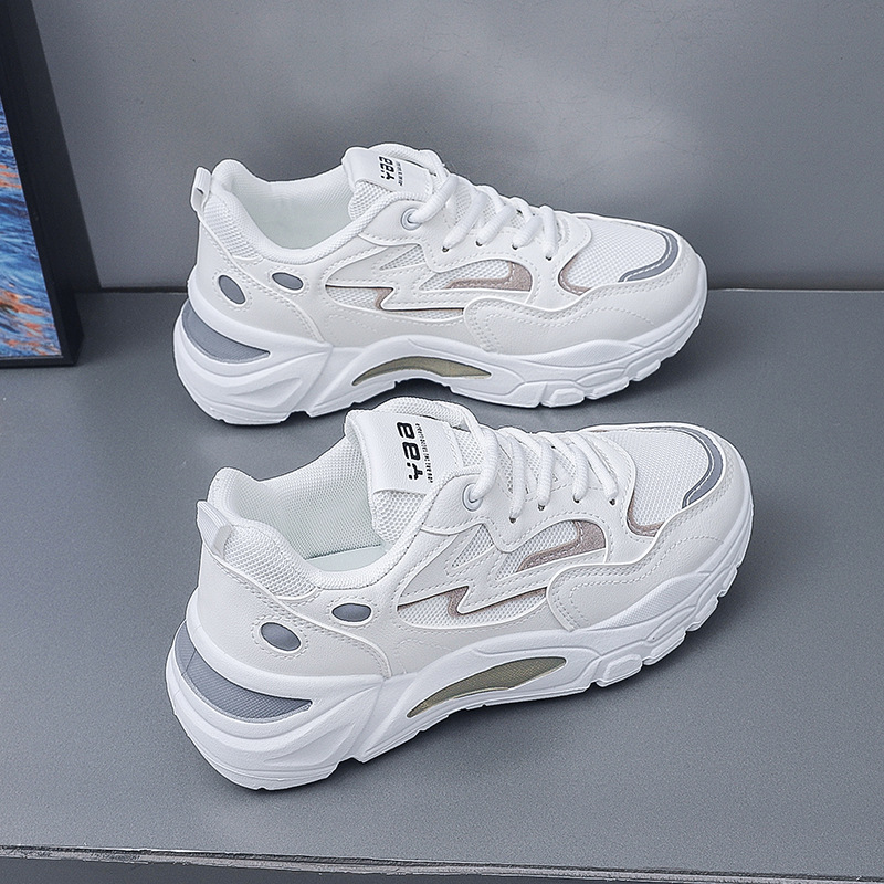 2025 hot spring platform non-slip dad shoes mesh breathable running sneakers fashion soft bottom white shoes for women full figure
