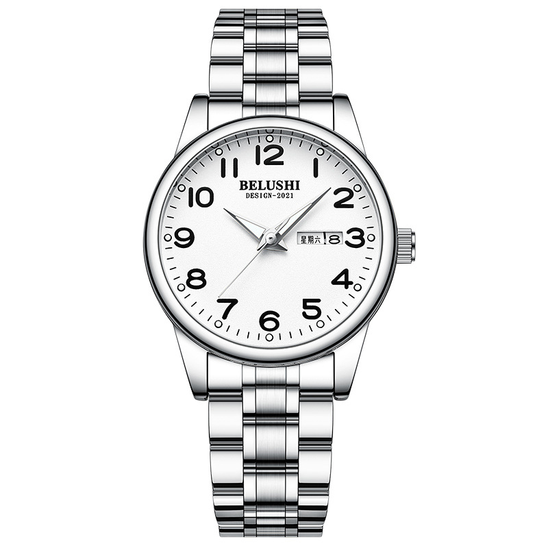 cross-border foreign trade new large dial luminous steel strap old couple watch waterproof quartz watch men's watch wholesale full figure