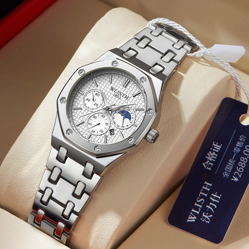 swiss brand retro classic watch waterproof men's watch business steel belt quartz watch foreign trade watch men's watch Specification drawing