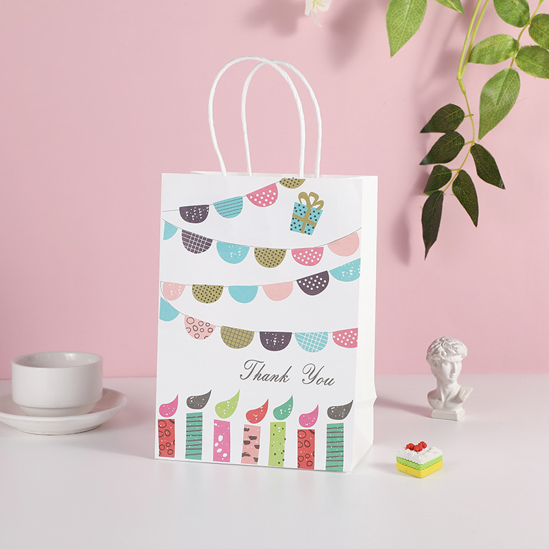 cross-border birthday gift bag kraft paper portable paper bag shopping gift premium paper packaging bags holiday candy gift bag Item Picture