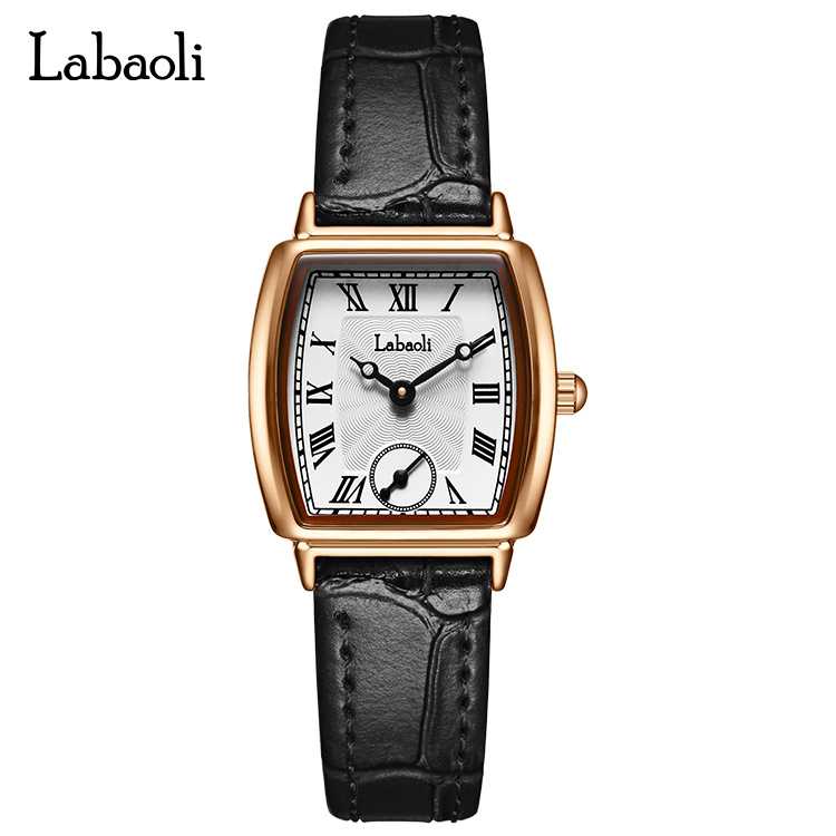 laboli new retro roman scale wine barrel plate light luxury high-grade sense bamboo pattern belt quartz watch wholesale details Picture