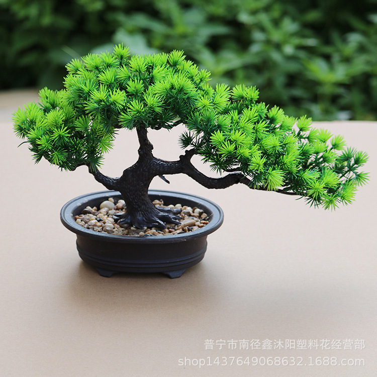 artificial pine home indoor green plant decoration artificial flower potting decoration fake trees big welcome pine plastic bonsai details Picture