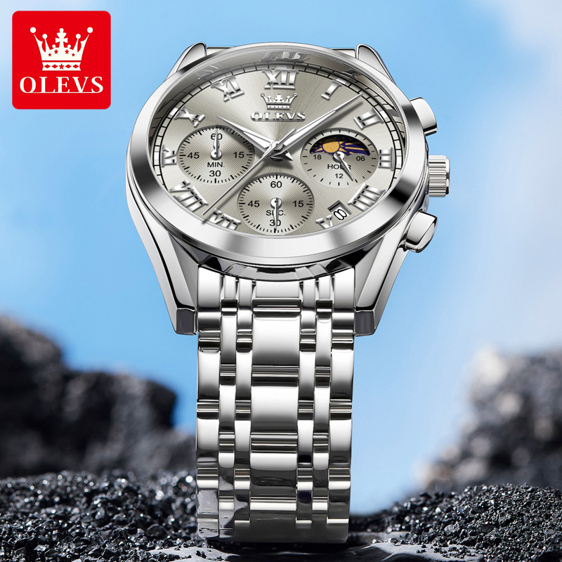 olevs brand watch multi-functional single calendar sports timing quartz watch waterproof luminous men's watch men's watch Specification drawing