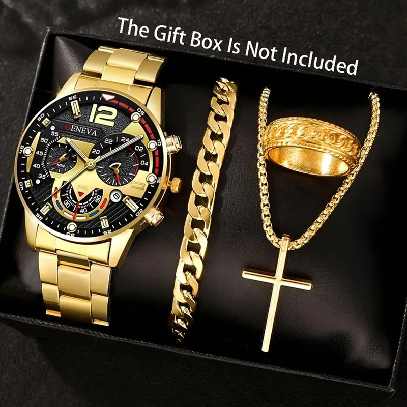 factory direct sales watch set men's high-grade glass quartz watch men's steel strap watch one piece dropshipping Application Scenario