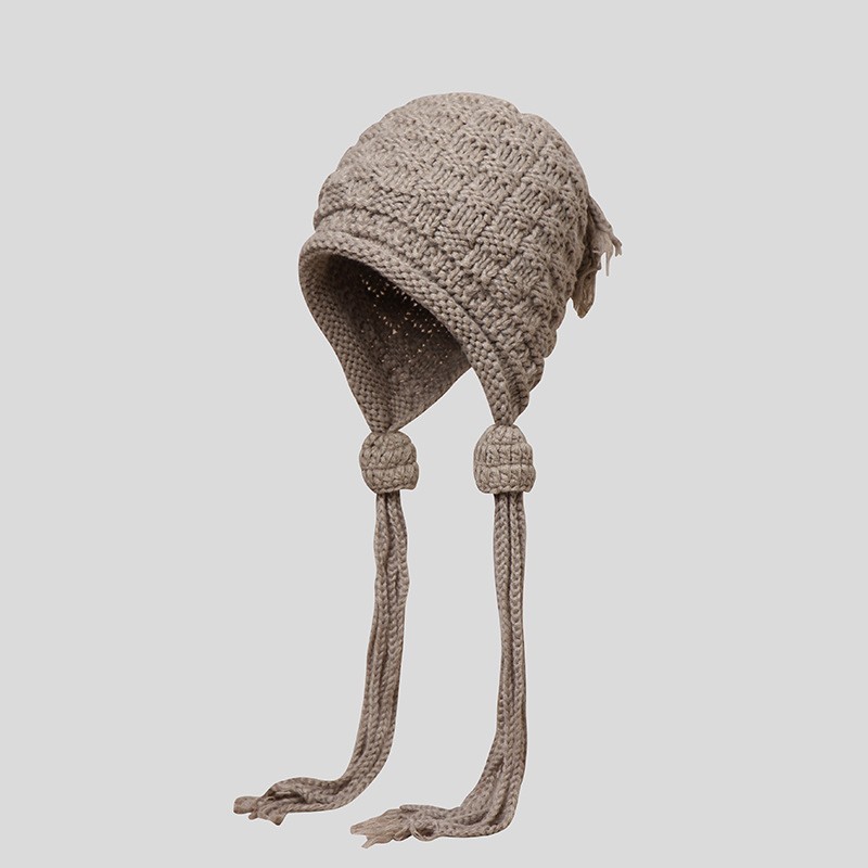 hat female winter knitting earmuffs hat velvt plush thickening thermal windproof retro fashion cold-proof lei feng hat details Picture