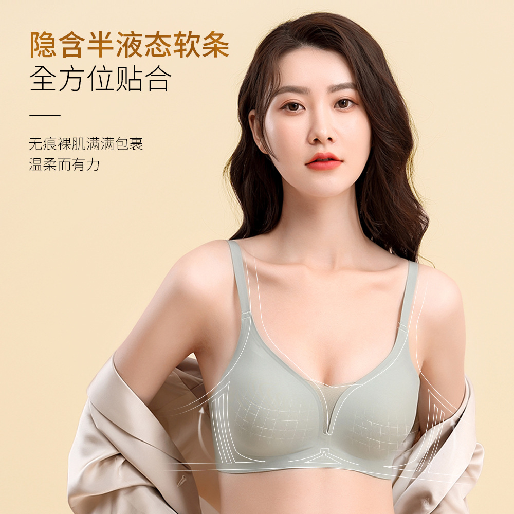 jelly stick underwear women's soft support glossy surface without a scratch small chest push up lifting bra wireless comfortable side drawing bra Application Scenario