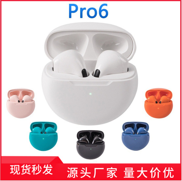 exclusive for cross-border pro6 bluetooth headset true wireless in-ear ultra-long life battery tws sports wireless bluetooth headset full figure
